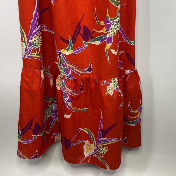 Vintage Hilo Hattie Red Ruffle Hawaiian Maxi Dress Size Small #658 - Picture 4 of 10